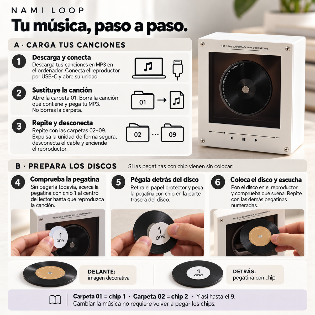 Nami Loop · Reproductor de música con 9 discos